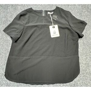 Mika & Gala Top Womens 8‎ Black Short Sleeve Blouse Keyhole Back Dressy Shirt